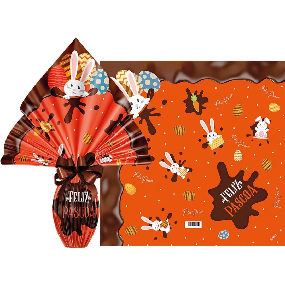 Saco Poli Pratic 39X39Cm Chocolatier Laranja - Embalagem com 25 unidades.