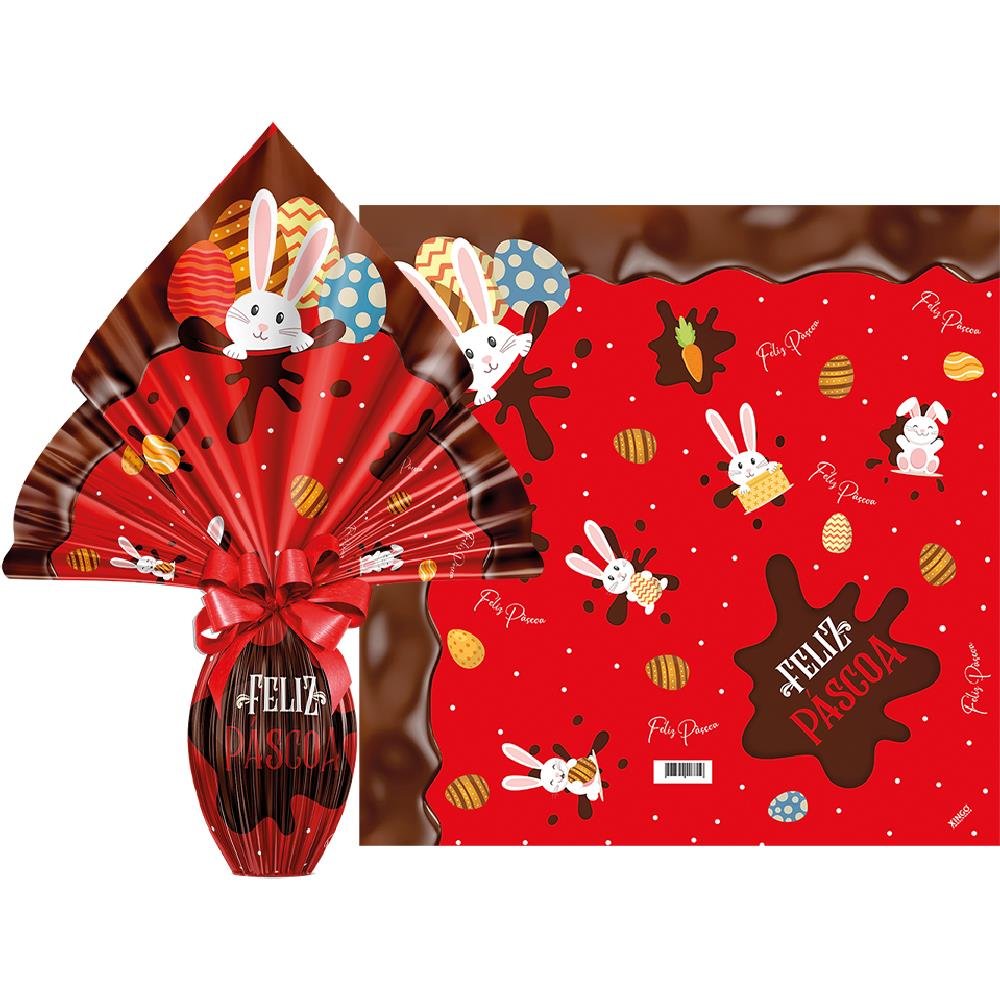 Saco Poli Pratic 39X39Cm Chocolatier Vermelho - Embalagem com 25 unidades.