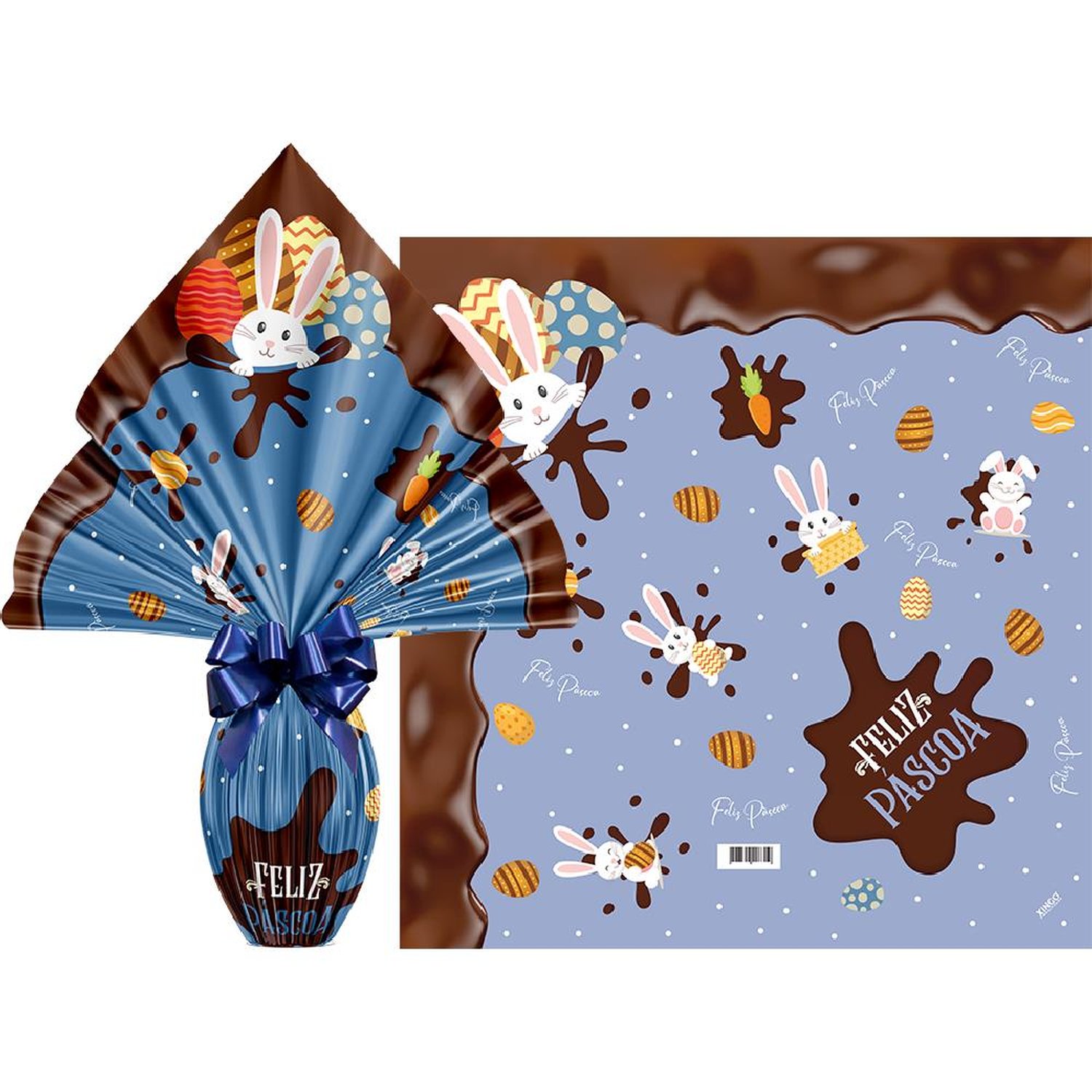Saco Poli Pratic 39X39Cm Chocolatier Azul - Embalagem com 25 unidades.