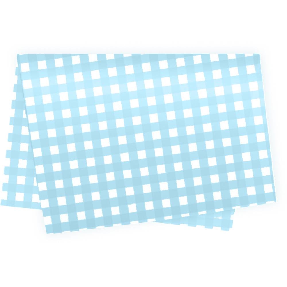 Papel De Seda Decorada 50X70Cm Xadrez Azul Claro - Embalagem com 50 unidades.