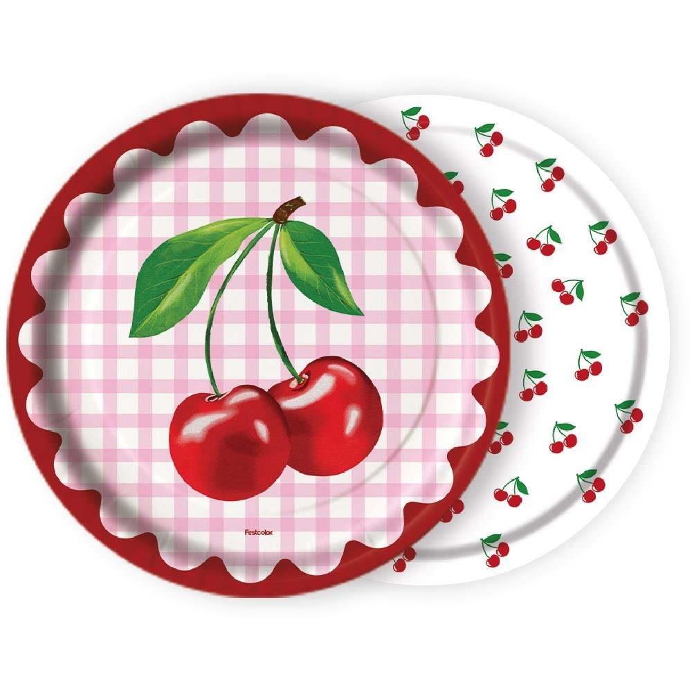 Prato Cereja - Embalagem com 8 unidades.