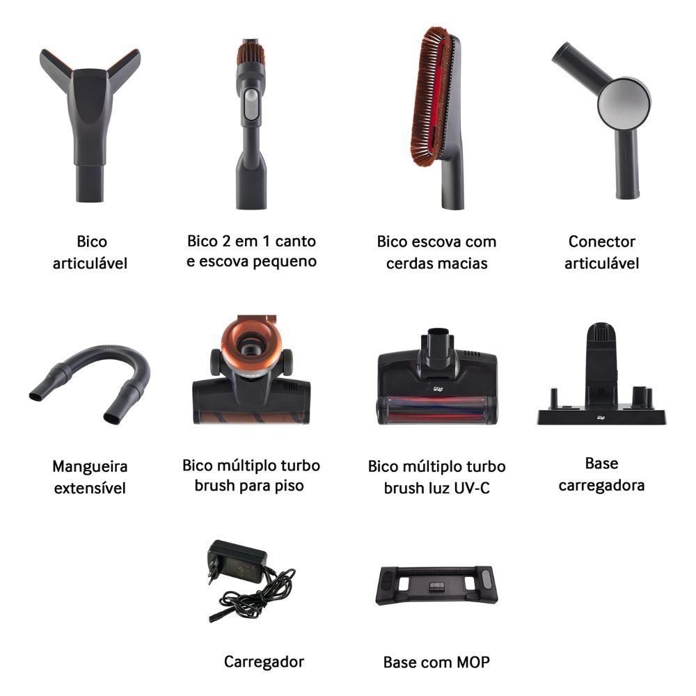 Aspirador De Pó Vertical Wap Magic Sem Fio Uv 450w Bivolt