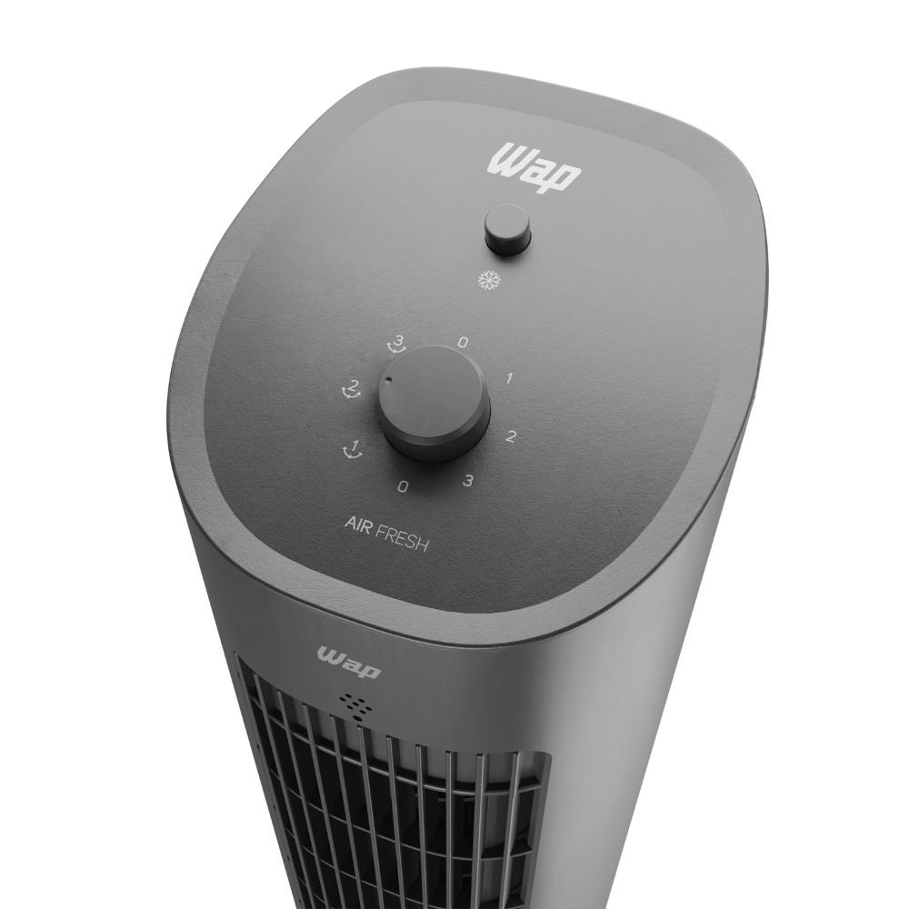 Climatizador De Ar Wap Air Fresh 4 em 1, Ventila, Perfuma, Umidifica, 220V, Preto e Cinza