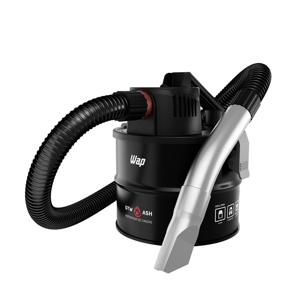Aspirador de Cinzas WAP GTW ASH, Potência 1400W, 220V, 4L, Filtro HEPA, Sugador de Po, Preto