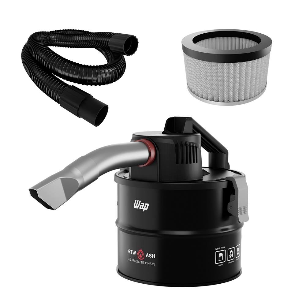 Aspirador de Cinzas WAP GTW ASH, Potência 1400W, 220V, 4L, Filtro HEPA, Sugador de Po, Preto