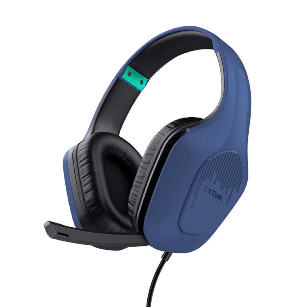 Headset Gamer Trust GXT 415B Zirox, Com Fio, Microfone, ABS, Couro Sintetico, Azul