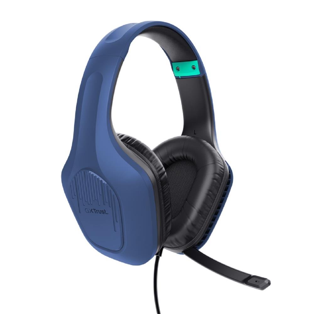 Headset Gamer Trust GXT 415B Zirox, Com Fio, Microfone, ABS, Couro Sintetico, Azul