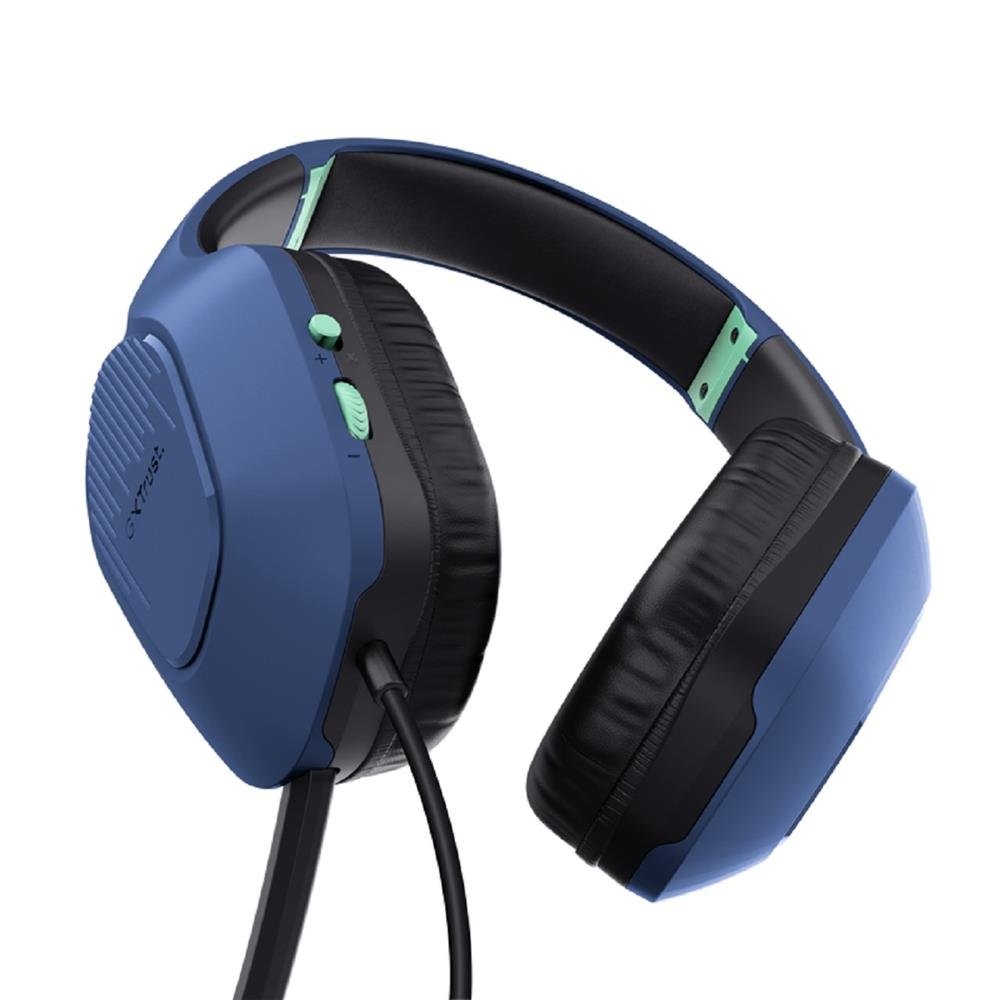 Headset Gamer Trust GXT 415B Zirox, Com Fio, Microfone, ABS, Couro Sintetico, Azul
