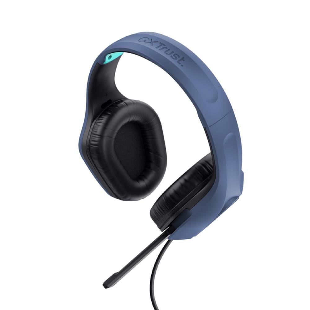 Headset Gamer Trust GXT 415B Zirox, Com Fio, Microfone, ABS, Couro Sintetico, Azul