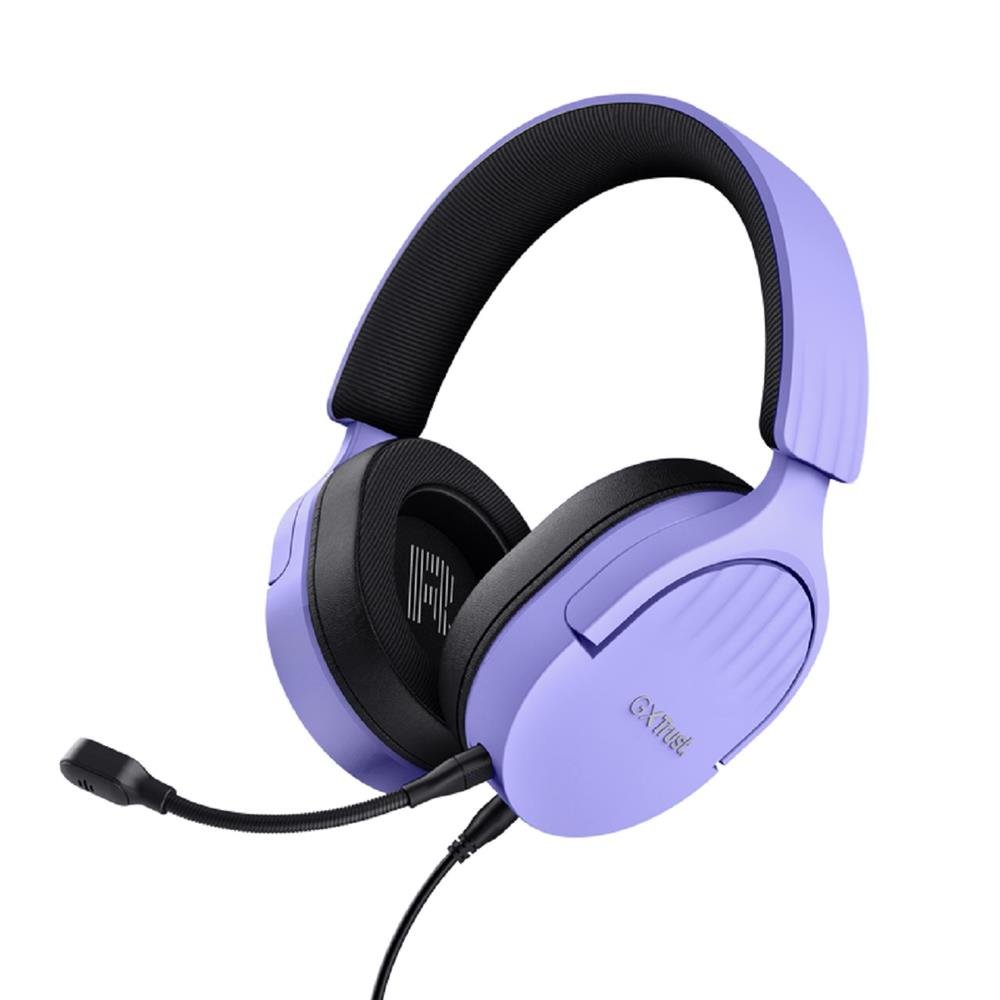 Headset Gamer Trust Gxt 489P Fayzo, Com Fio, Microfone, Abs, Couro Sintético, Roxo
