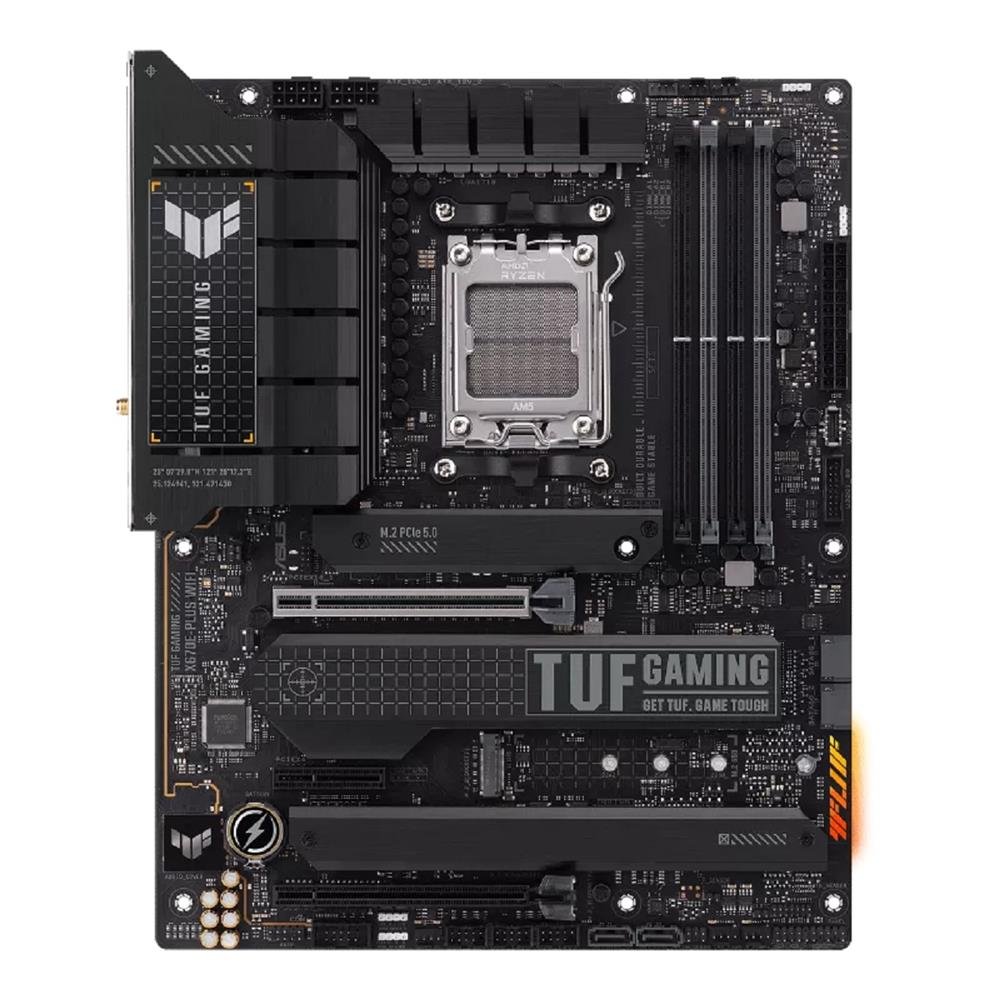 Placa Mãe ASUS TUF Gaming X670E-PLUS Wi-fi, AMD X670, AM5, DDR5, Displayport, HDMI, Bluetooth, PCIe, RGB, Preto
