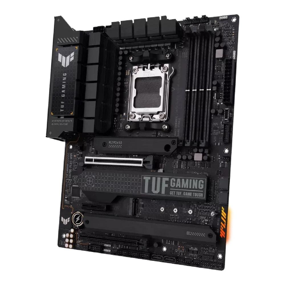 Placa Mãe ASUS TUF Gaming X670E-PLUS Wi-fi, AMD X670, AM5, DDR5, Displayport, HDMI, Bluetooth, PCIe, RGB, Preto