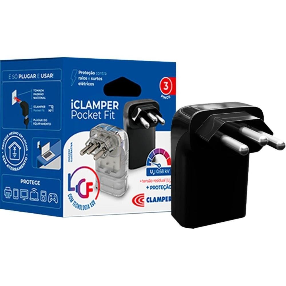 Protetor Contra Surtos DPS 3P 10A Pocket Fit Clamper Preto Un.Venda: PC/1