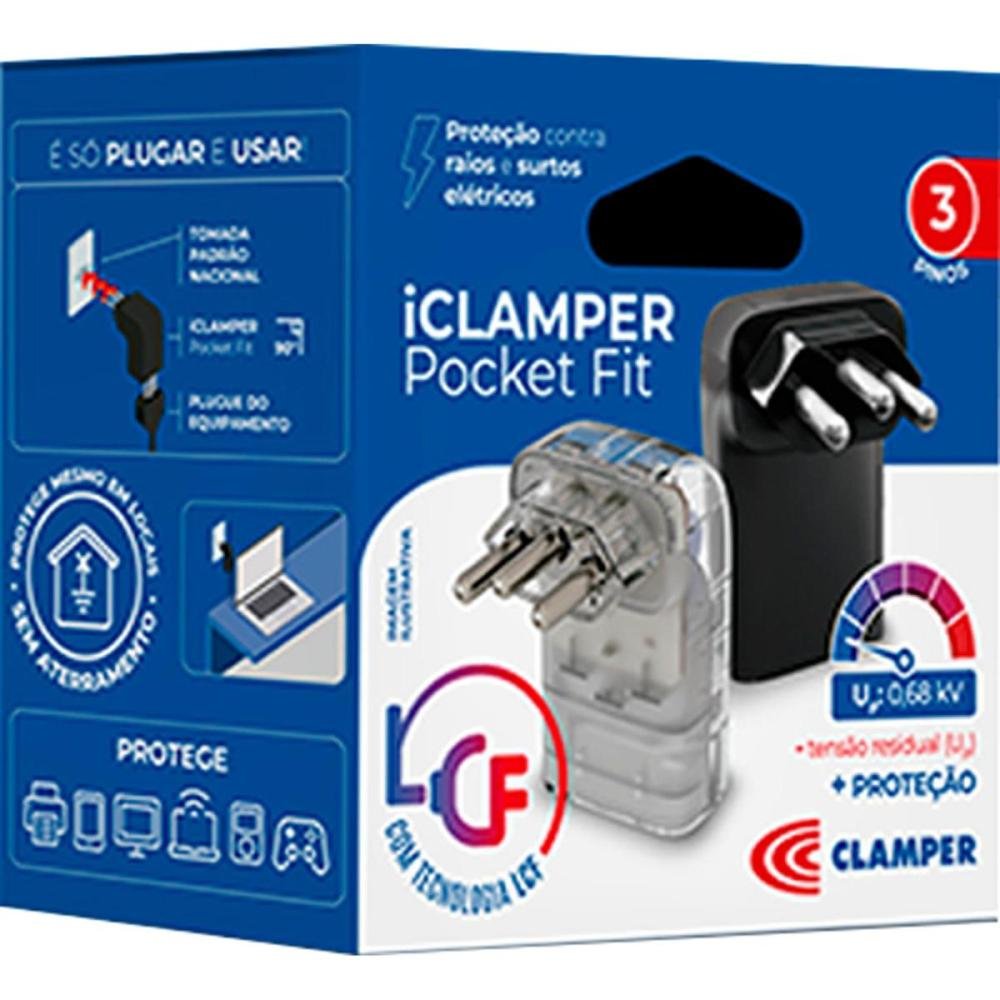 Protetor Contra Surtos DPS 3P 10A Pocket Fit Clamper Preto Un.Venda: PC/1