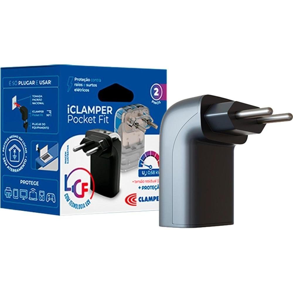 Protetor Contra Surtos DPS 2P 10A Pocket Fit Clamper Preto Un.Venda: PC/1