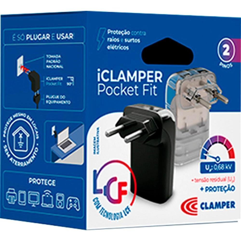 Protetor Contra Surtos DPS 2P 10A Pocket Fit Clamper Preto Un.Venda: PC/1
