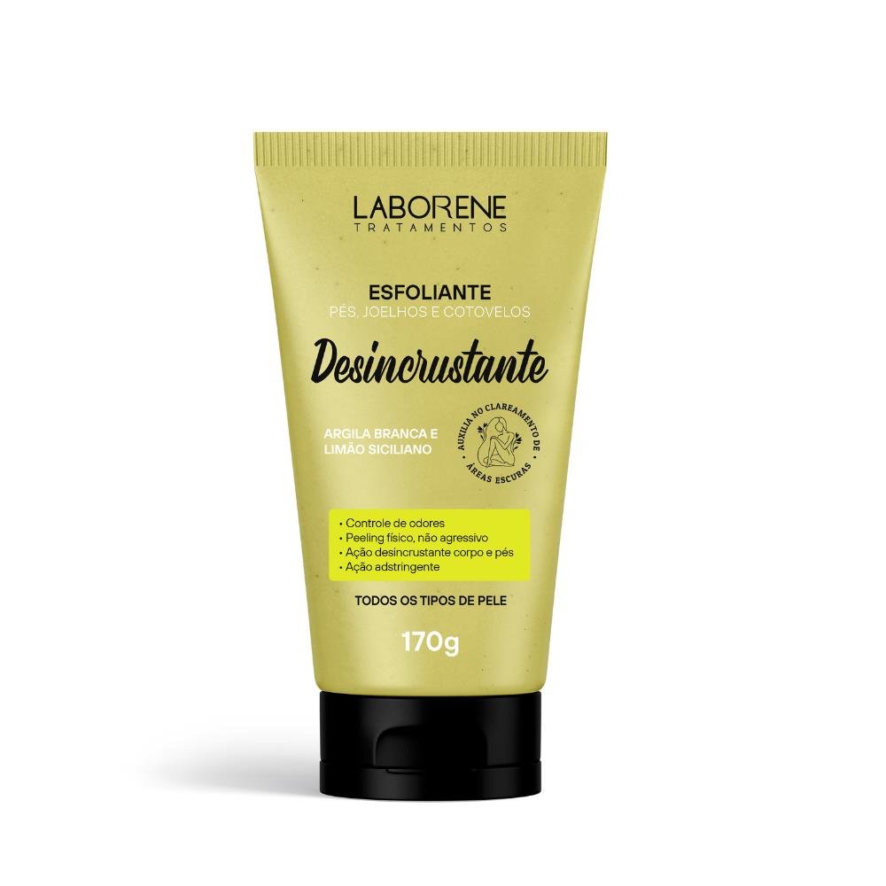 Esfoliante Desincrustante Corpo e Pés Argila Branca e Limão Siciliano 170g Laborene.