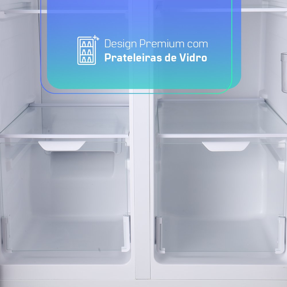 Geladeira Refrigerador HQ Frost Free Side By Side 460 Litros Cinza HQ-460SBSFF 220V