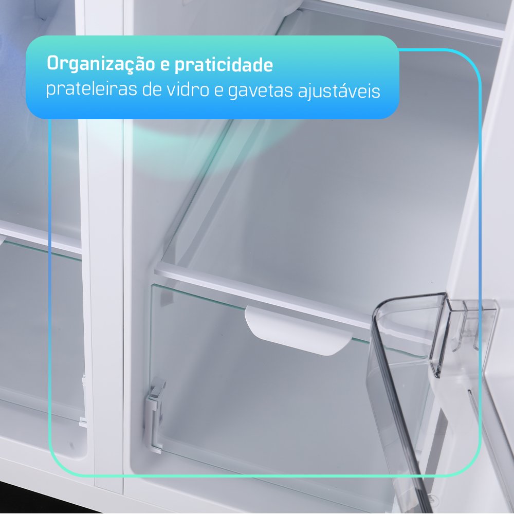 Geladeira Refrigerador HQ Frost Free Side By Side 460 Litros Cinza HQ-460SBSFF 220V