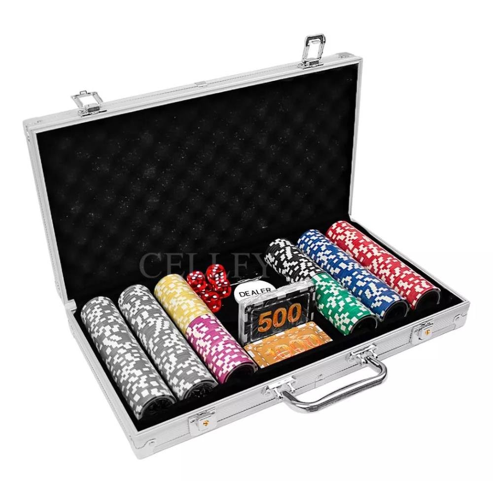 Maleta Jogo de Poker Dados 500 Fichas Numeração Profissional Luatek