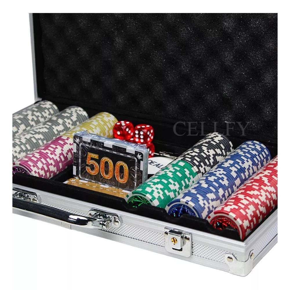 Maleta Jogo de Poker Dados 500 Fichas Numeração Profissional Luatek