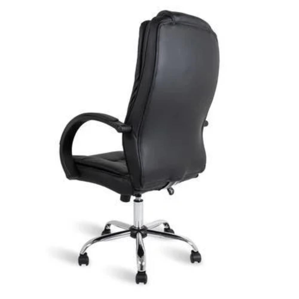 Cadeira de escritório Travel Max Presidente Johnson Ergonômica Preta Com Estofado De Couro Sintético