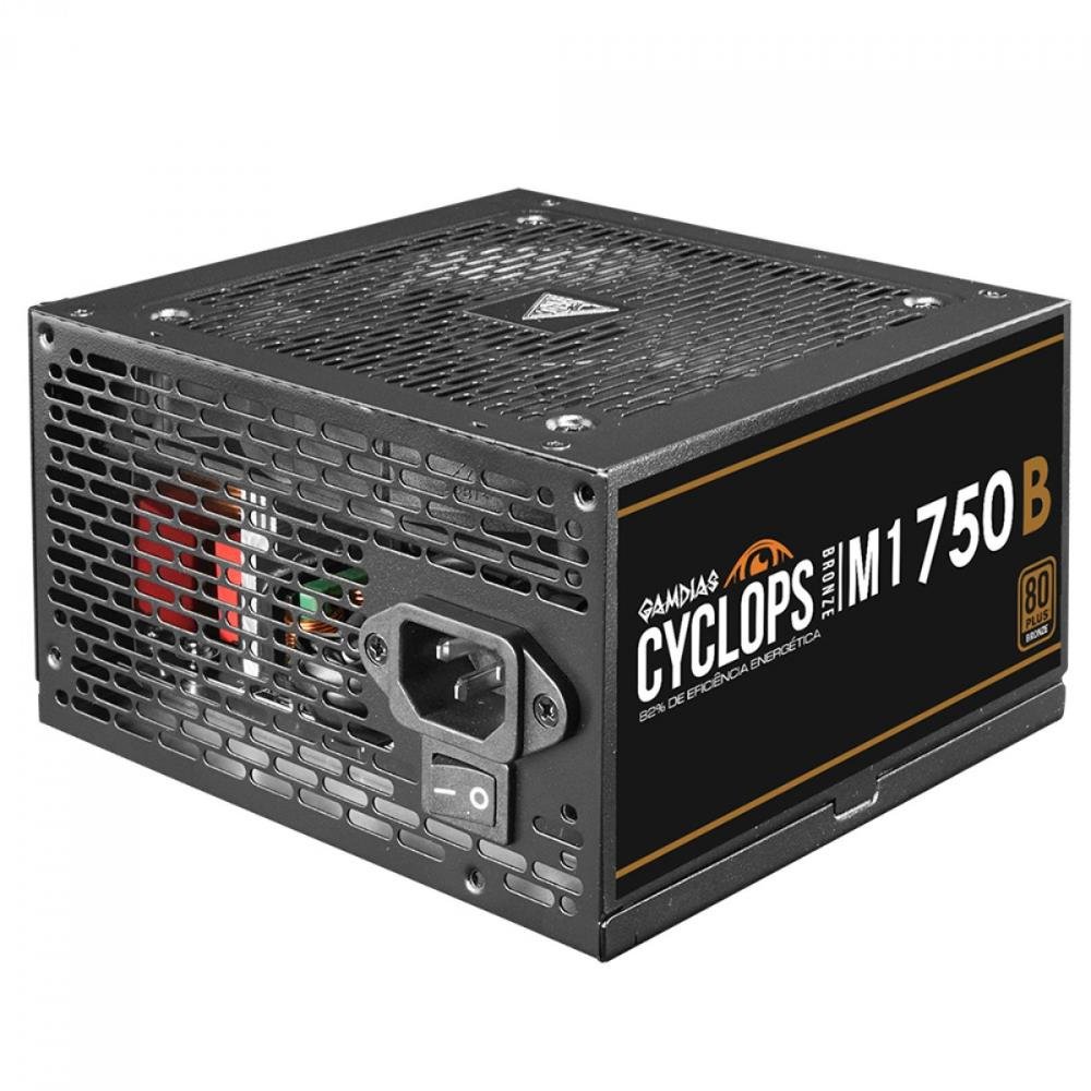 Fonte Gamdias Cyclops, 750W, 80 Plus Bronze, PFC Ativo, Sem Cabo, Preto - M1-750B