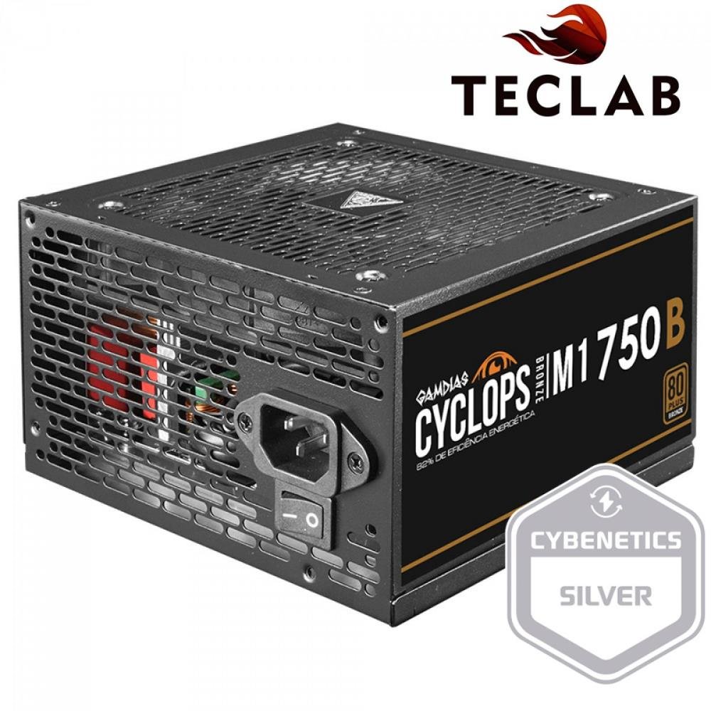 Fonte Gamdias Cyclops, 750W, 80 Plus Bronze, PFC Ativo, Sem Cabo, Preto - M1-750B