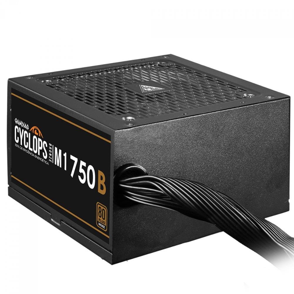 Fonte Gamdias Cyclops, 750W, 80 Plus Bronze, PFC Ativo, Sem Cabo, Preto - M1-750B