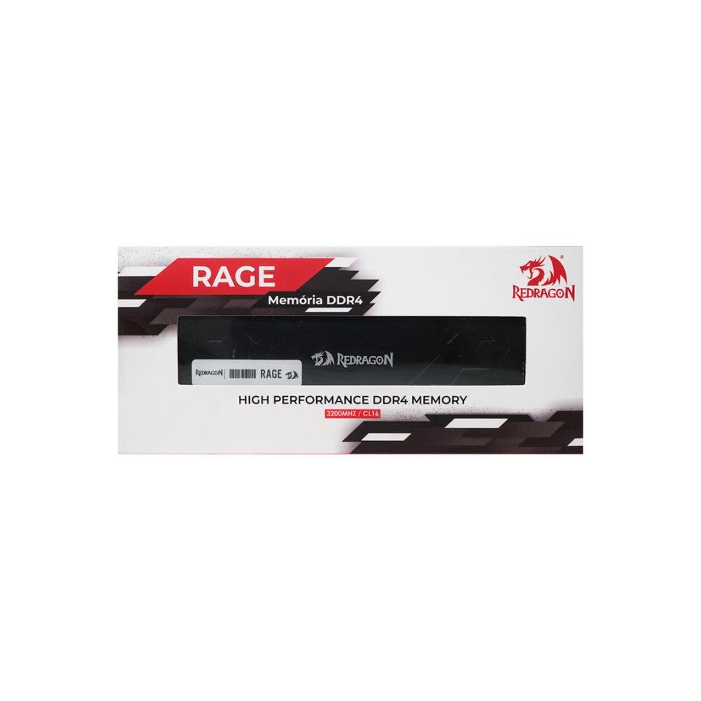 Memória RAM 16gb DDR4 Redragon Rage, 3200mhz, CL16, Preto, GM-708