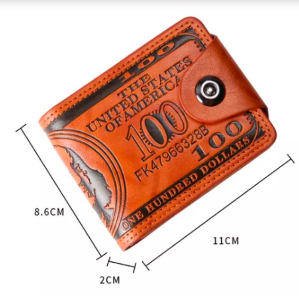 Carteira Masculina Luxo Couro Sintético Dólar Com Trava