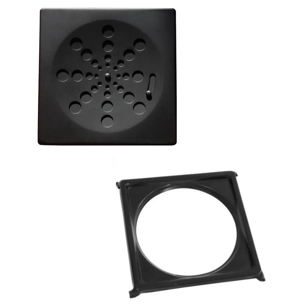 Ralo Inox Preto Quadrado 100mm C/ Cx Goldflex