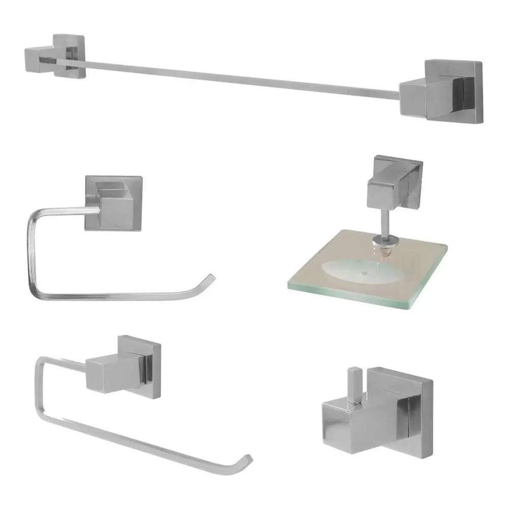 Kit Banheiro Quadrado Luxo Advance Cromado Goldflex