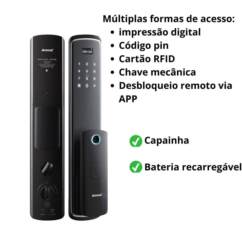 FECHADURA ELETRONICA.AMVOX AFC 2000 PRETO
