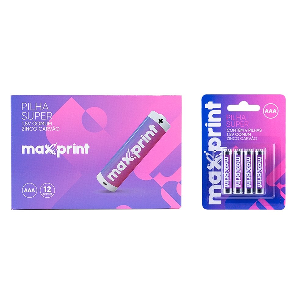 Pilha Maxprint Comum AAA - Embalagem com 4 Unidades | Martins Atacado