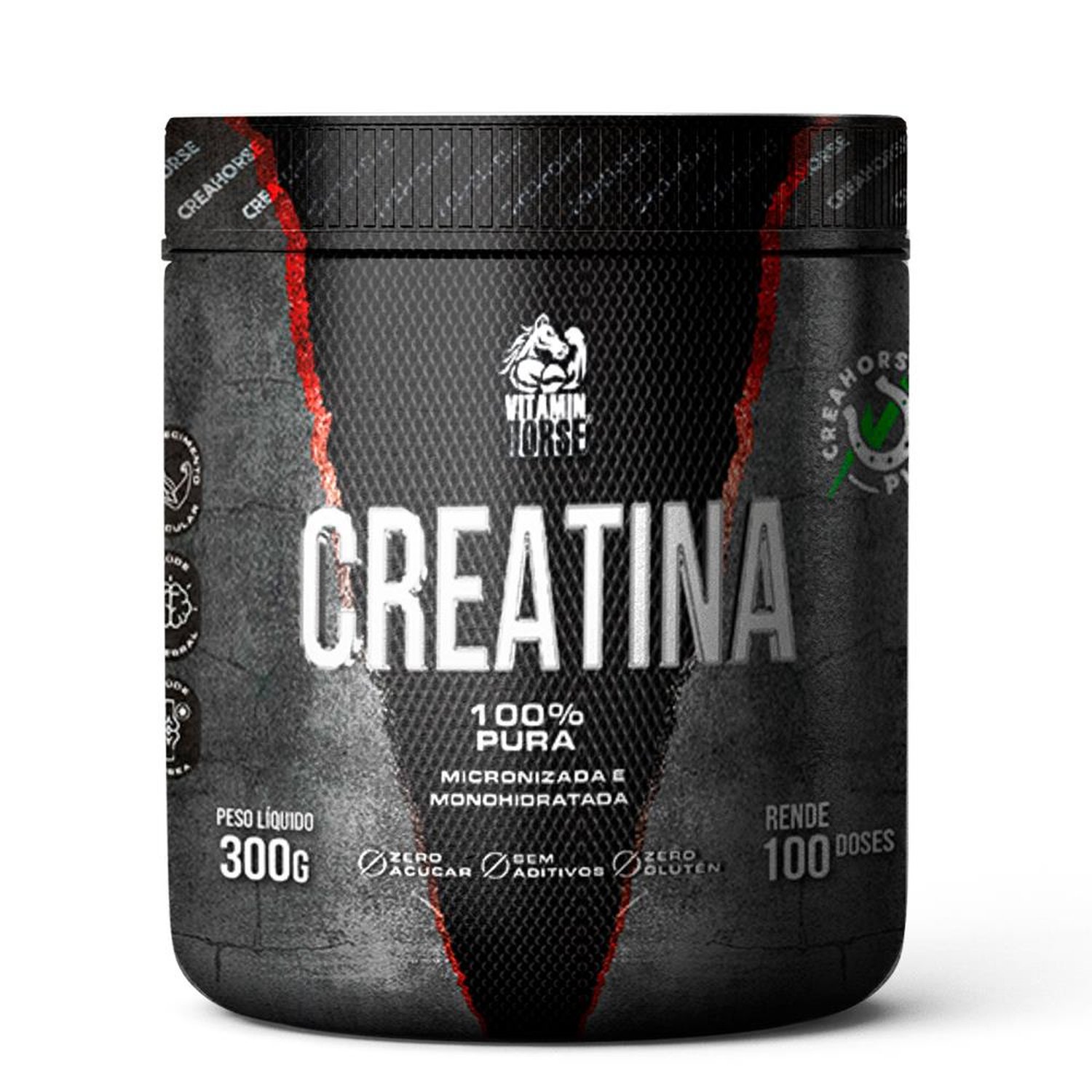 Creatina 300g Monohidratada e Micronizada 100% Pura - Vitamin Horse