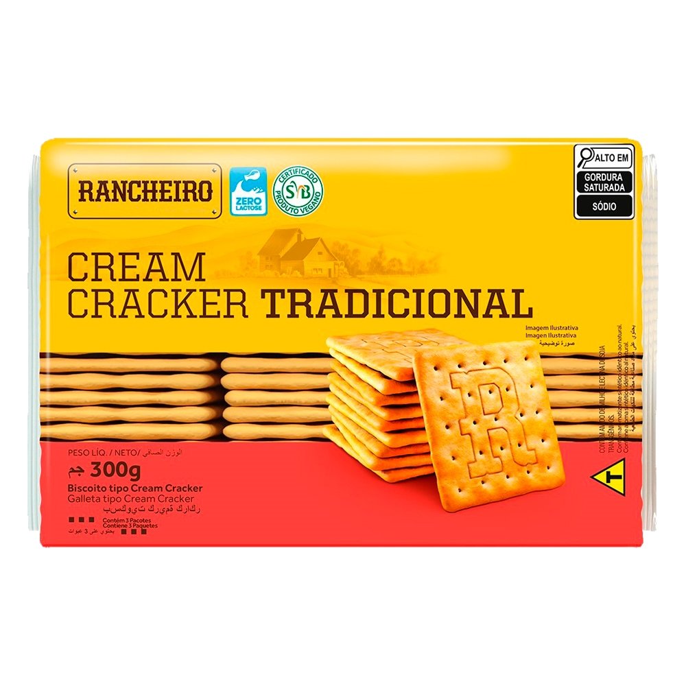 Biscoito Rancheiro Cream Cracker 300g - Embalagem com 20 Unidades