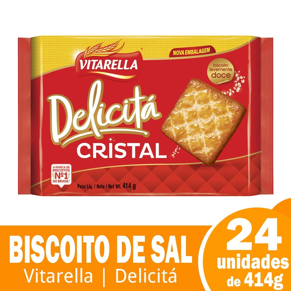 Biscoito Vitarella Delicita Cristal 414g - Embalagem com 24 Unidades