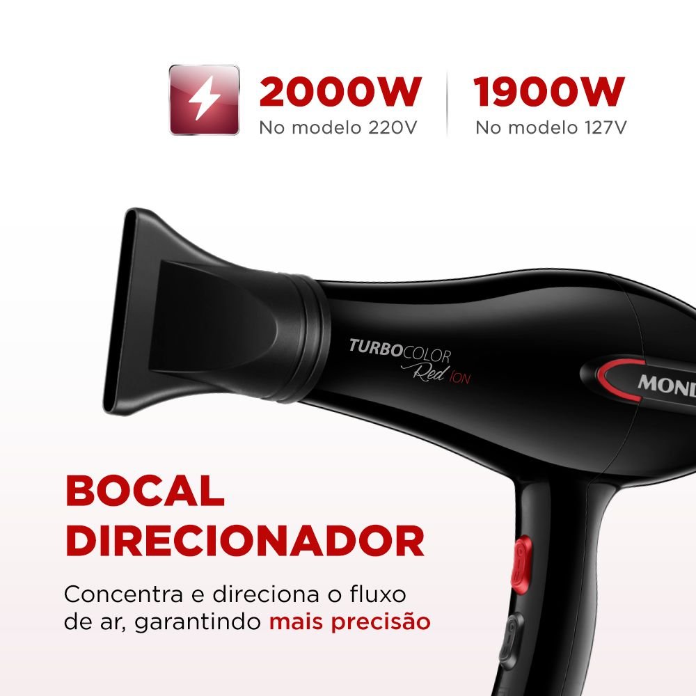 Secador De Cabelos Turbo Mondial Sc-41 Preto/vermelho 220v