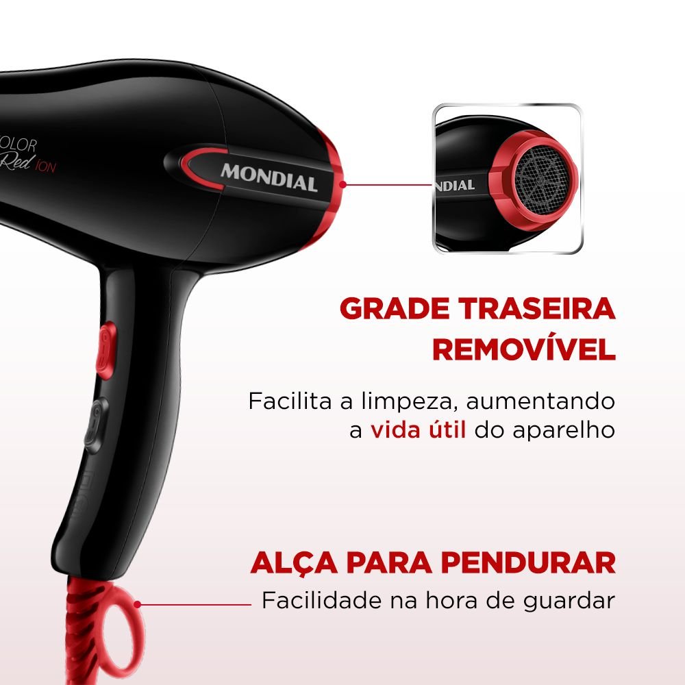 Secador De Cabelos Turbo Mondial Sc-41 Preto/vermelho 220v