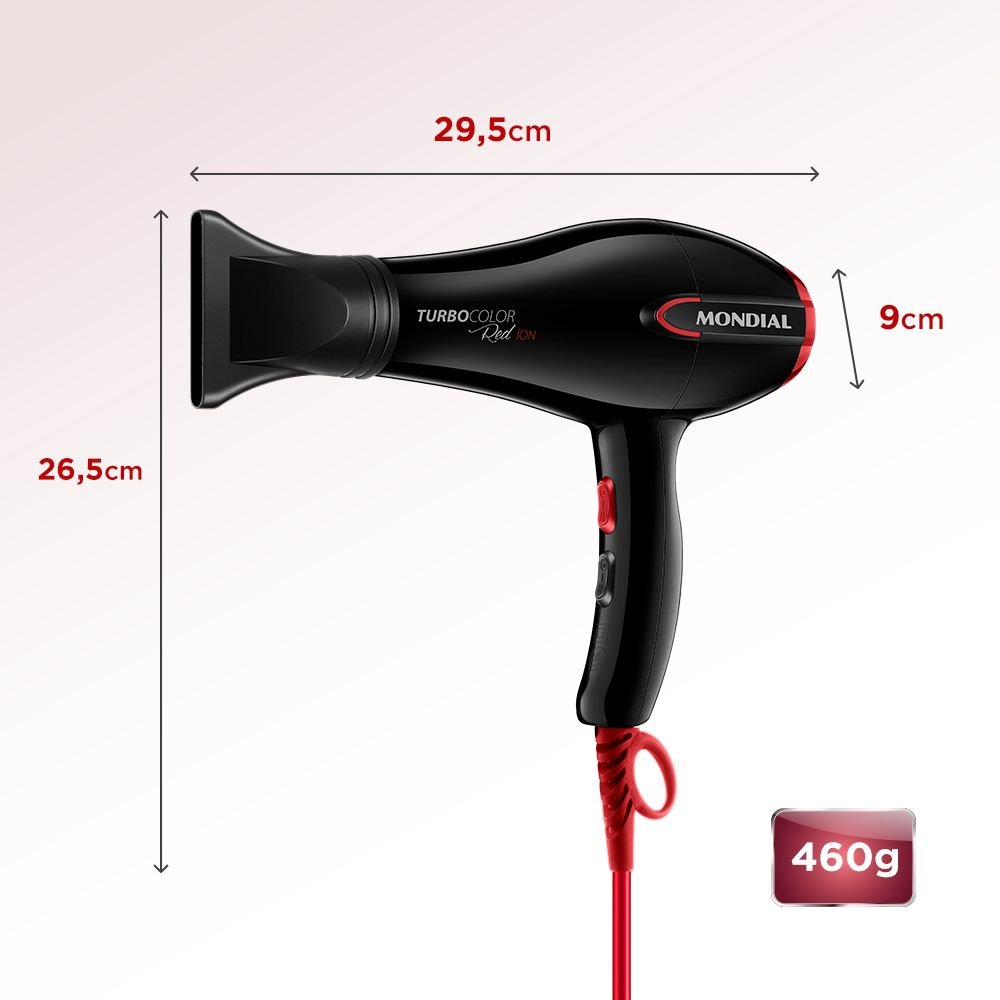 Secador De Cabelos Turbo Mondial Sc-41 Preto/vermelho 220v