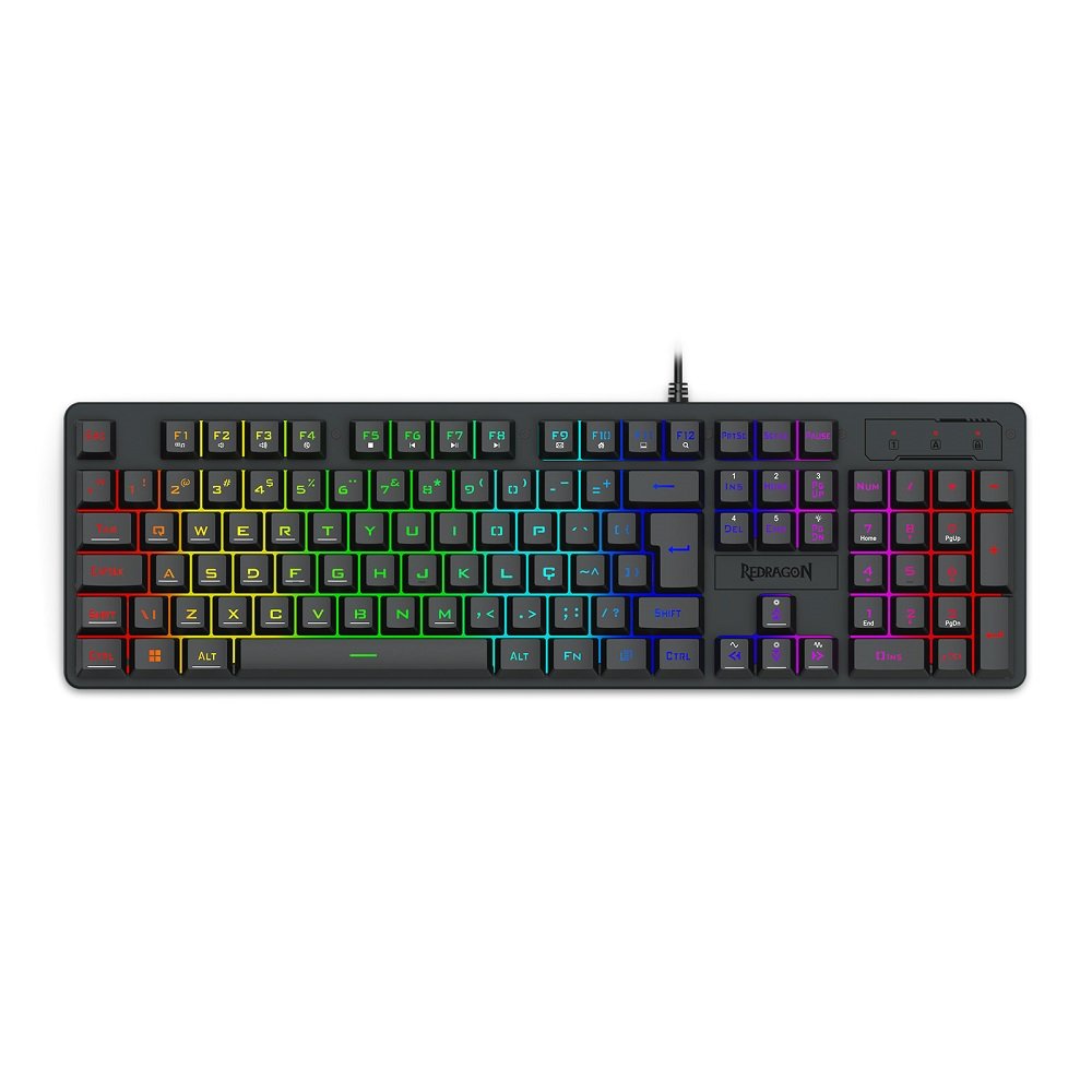 Teclado Gamer Membrana Netherbane, Rgb, Abnt2, K521-Rgb, Redragon
