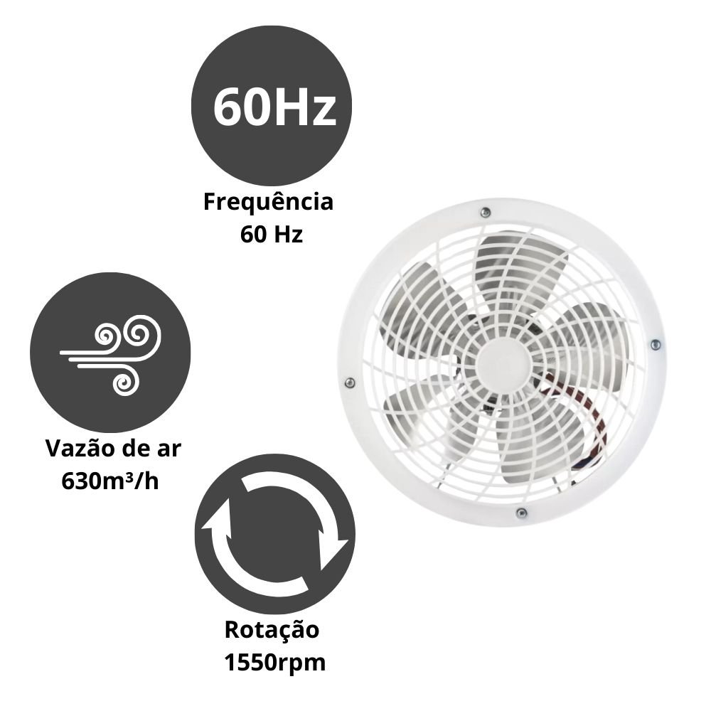 Exaustor de Parede com Grade Interna 25cm Ventimais Bivolt