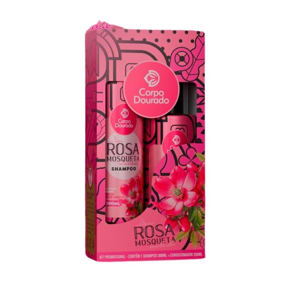 Kit Shampoo 300ml + Condicionador 250ml Dona Rosa Mosqueta Corpo Dourado