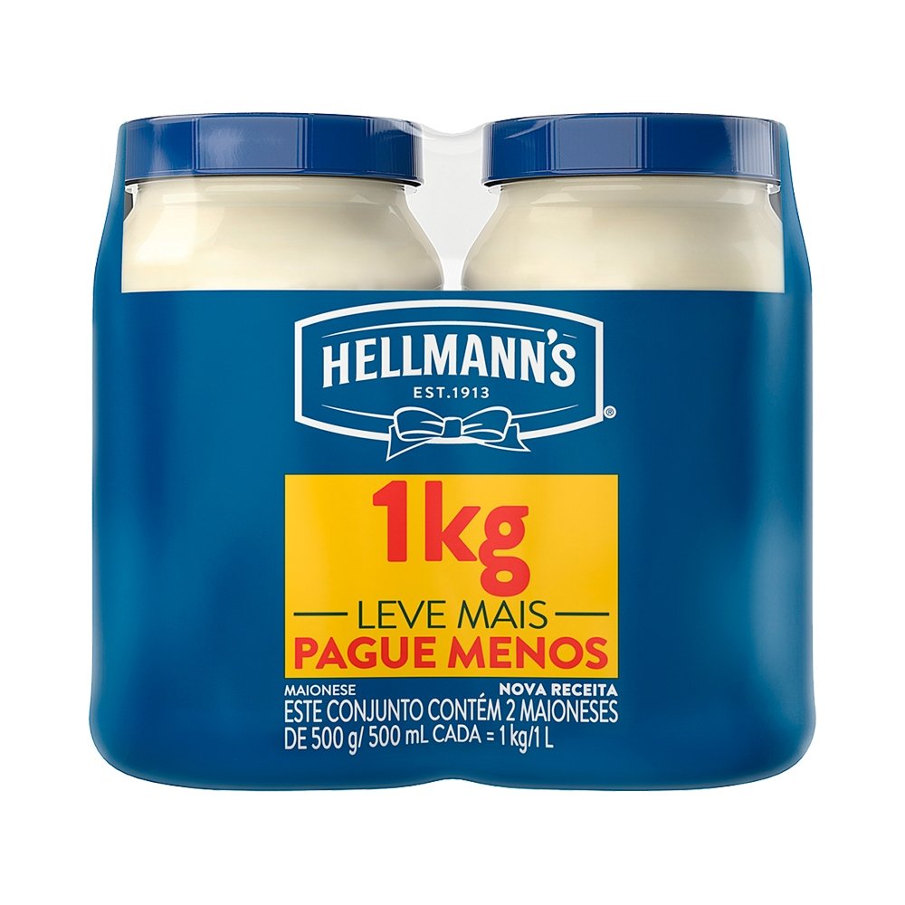 Maionese Hellmann¿s Leve Mais Pague Menos 500g -  6 Embalagens com 2 Unidades