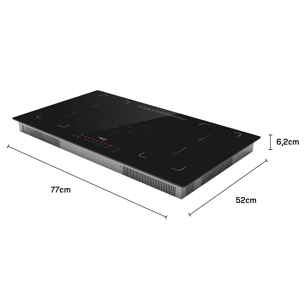Cooktop De Indução Embutir Hq 5 Bocas Painel Touch Free Zone 9000W Preto Hq-Ide9005/77Cm-Fz 220V