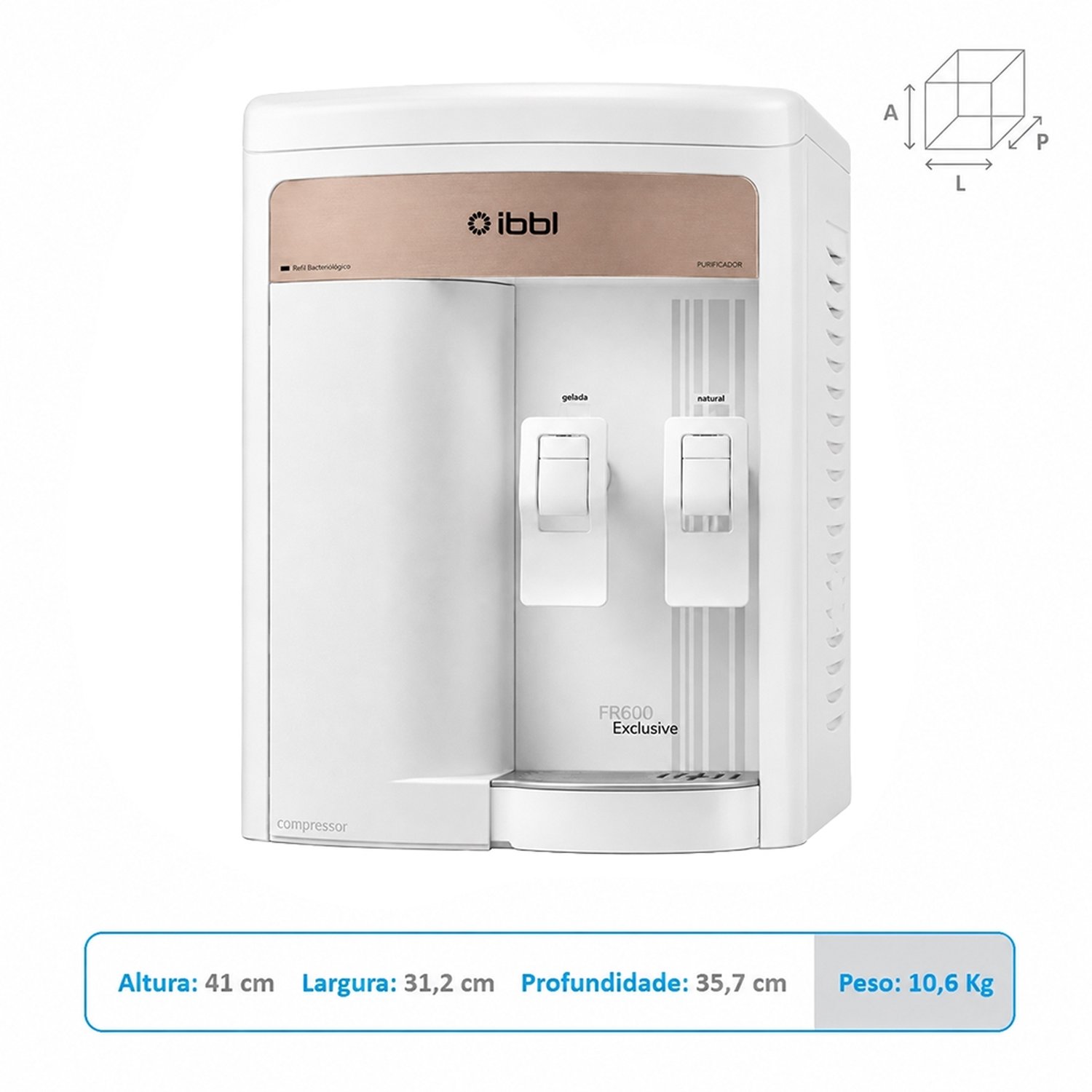 Ibbl Ac Purificador de Água IBBL FR-600 Exclusive - Com Compressor, Branco ...