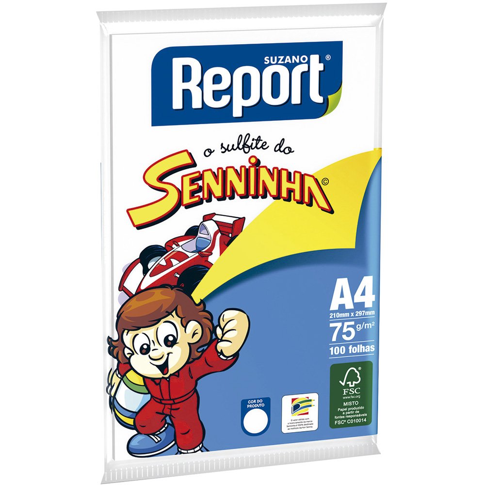 Papel Senninha A4 100 Folhas Branco Gramatura 75 210mm x 297mm Emb. c/ 25 Un. - Report