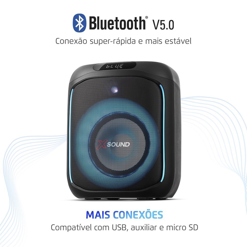 Caixa De Som Amplificada Mondial Party Box PBX-350 - Entrada USB, Bluetooth 5.0, Preto, 350W, Bivolt