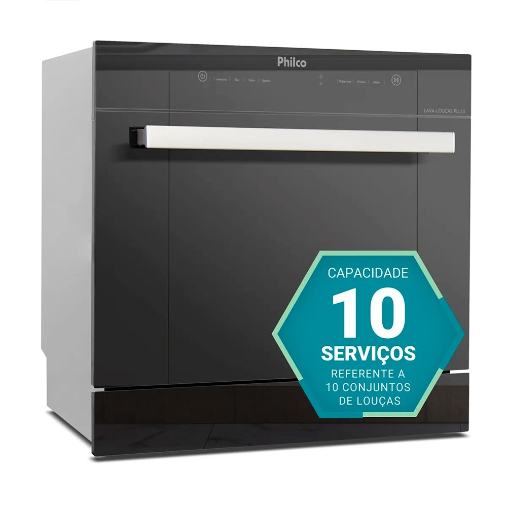 Lava-Louças Philco 10 Serviços PLL10 - 5 Programações, Preto Espelhado, 110V